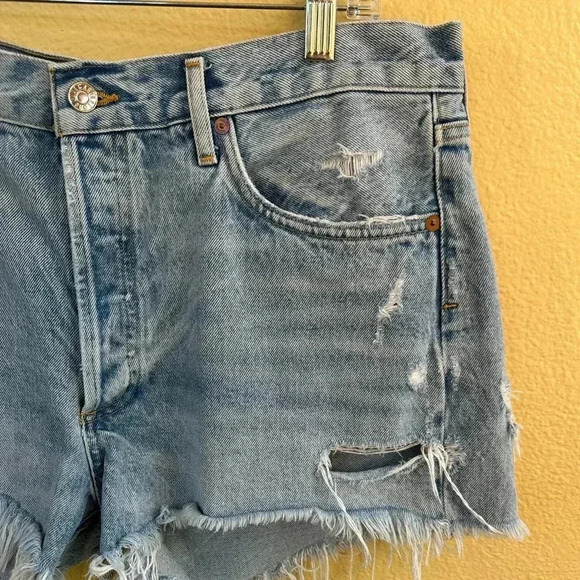 AGOLDE "Parker" Vintage Blue Denim Distressed Cut-Off Shorts Size 31 EUC! - Picture 5 of 10